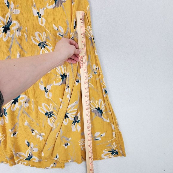 Oneill Skirt Womens Small Yellow Floral Maxi Double Slit Beach Swim Cover Casual - Picture 10 of 16